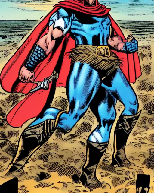 Image similar to a viking superhero in the style of alan davis