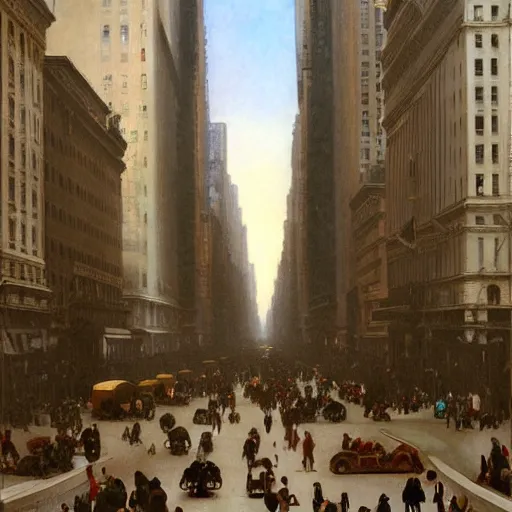 Prompt: bouguereau style painting of the 5 th avenue, new york city, panoramic view