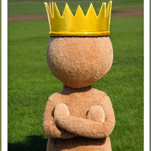 Prompt: wheat mascot wearing a crown