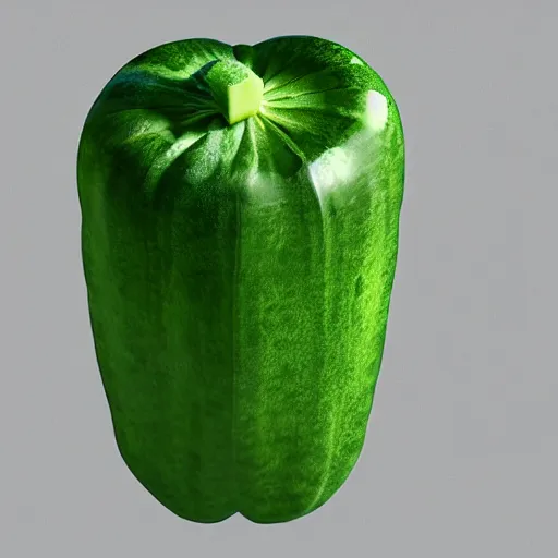 Prompt: cucumber with a smiling face, portrait, cgi render, studio lighting