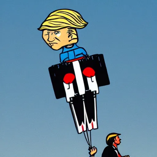 Image similar to donald trump with a jetpack