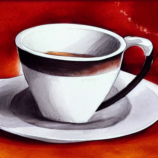 Image similar to a perfect, realistic professional digital sketch of a coffee cup, by pen and watercolor, by a professional Chinese Korean artist on ArtStation, on high-quality paper