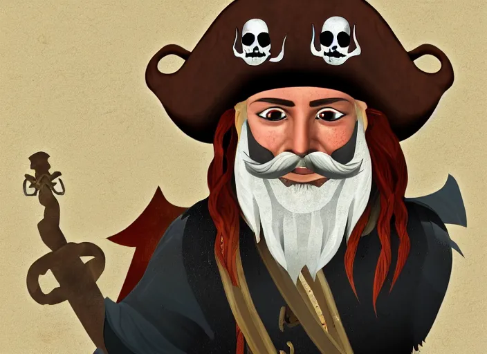 Image similar to a bearded pirate, digital art