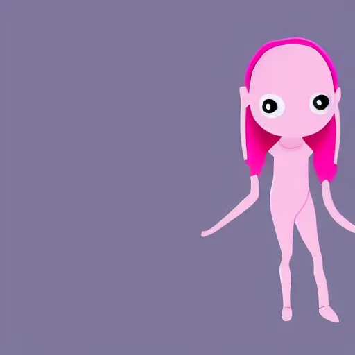 Image similar to beautiful pink little alien girl, profile pic, cartoon