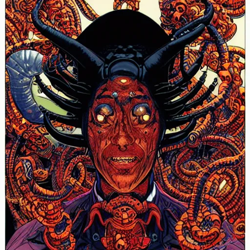 Image similar to portrait of crazy black lobster man, symmetrical, by yoichi hatakenaka, masamune shirow, josan gonzales and dan mumford, ayami kojima, takato yamamoto, barclay shaw, karol bak, yukito kishiro