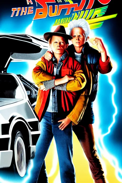 Prompt: a movie poster for Back to The Future part 96: the revenge