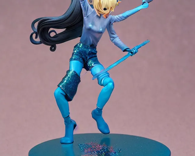 Image similar to James Jean isolated romantic fighting girl vinyl figure, figure photography, dynamic pose, holographic undertones, glitter accents on figure, anime stylized, accurate fictional proportions, high delicate details, ethereal lighting - H 640