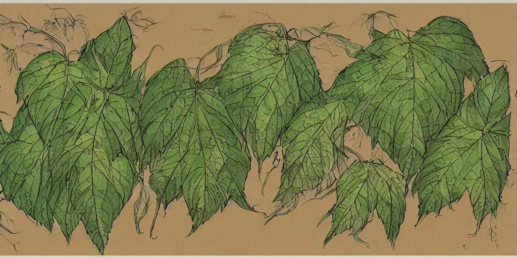 Image similar to high resolution scan of the leaves of an old cursed herbarium, by akira toriyama, by john howe, infographic, textbook, marginalia