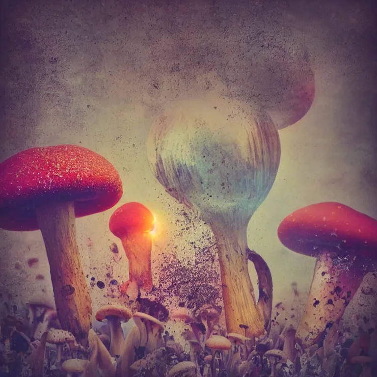 Image similar to double exposure of dally life, symbols of live, explosion, love is the most relevant theme, love is infinity, love is begin of all, 8 k resolution, artistic mode, artistic, trending on instagram, long exposure, love art, serious, fantasy and dreams vibes, mushrooms style and macro style