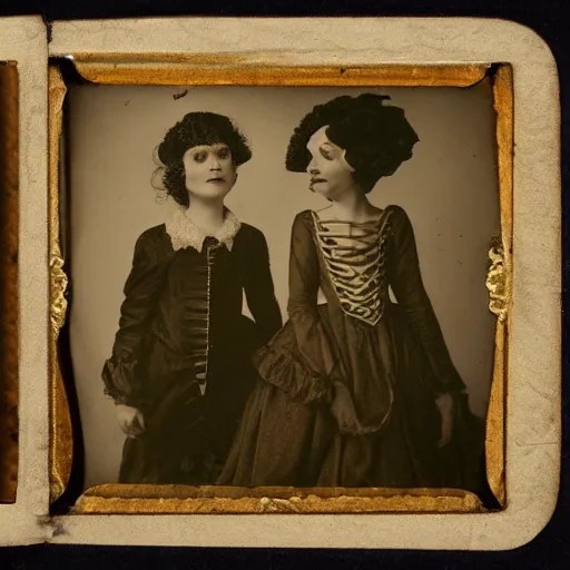 Prompt: tintype photo of halloween in 1 7 5 0,