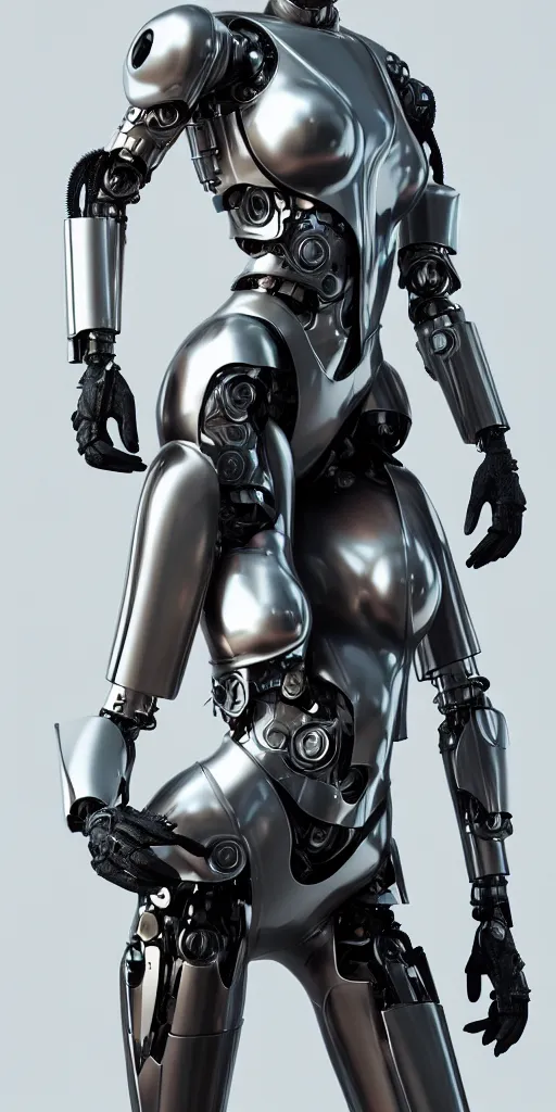 Prompt: hyper realistic symbiosis, kim kadarshian as female cyborg, glossy material surface, body armour, octane render, 4 k, volumtric lights