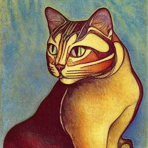 Prompt: cloisonne cat head sculpture, by annie swynnerton and diego rivera and nicholas roerich and jean delville and janet fish, symbolist, dramatic lighting, god rays, art brut, rich colors, smooth, sharp focus, extremely detailed, adolf wolfli and ( donato giancola and bilibin )