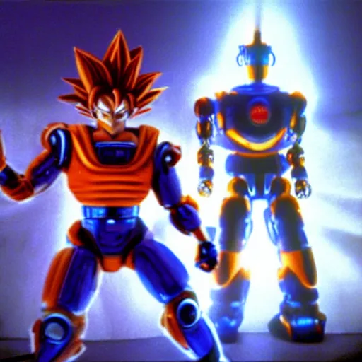 Image similar to movie still of robot goku, cinematic composition, cinematic light, criterion collection, by david lynch