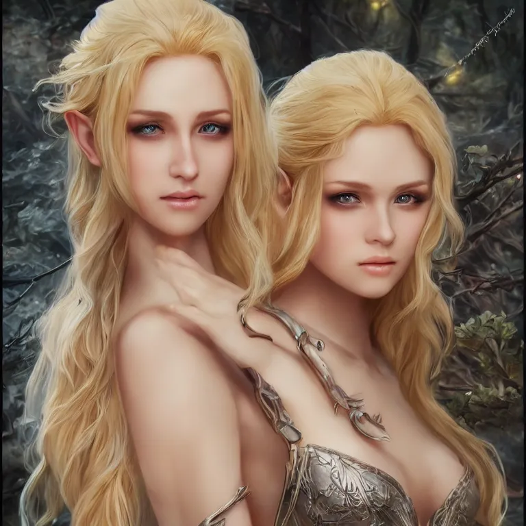 Image similar to young elvish blond cute girl, realistic, full body, fantasy, elvish, sharp focus, 8 k high definition, insanely detailed, intricate, elegant, art by stanley lau and artgerm