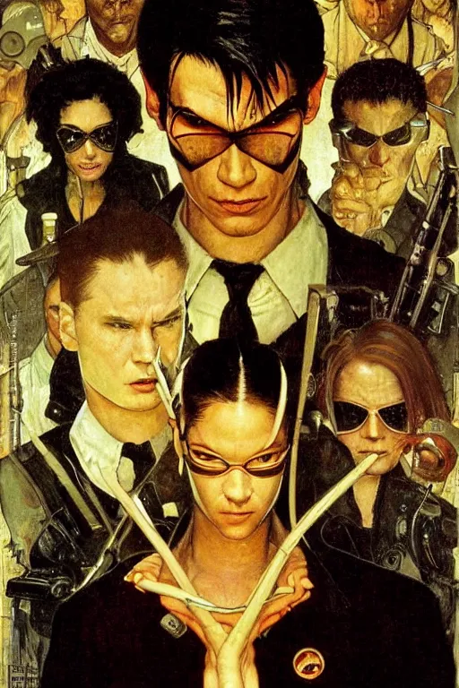 Image similar to Neo from Matrix painted by Norman Rockwell