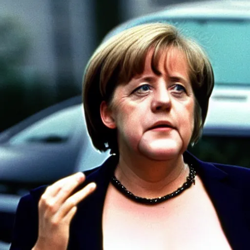 Prompt: angela merkel starring in the movie the matrix, 1999