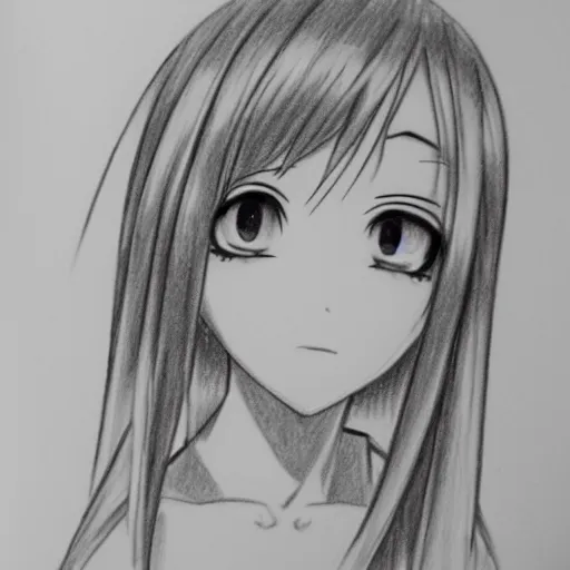 Image similar to pencil drawing of an anime girl