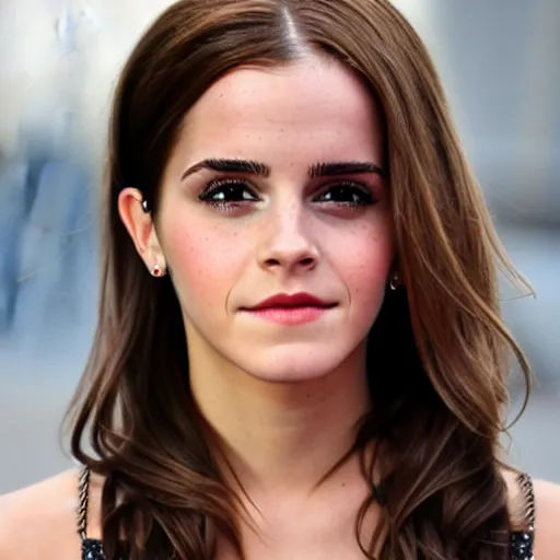 Image similar to emma watson mixed with kim kardashian, 5 0 - 5 0 mixture