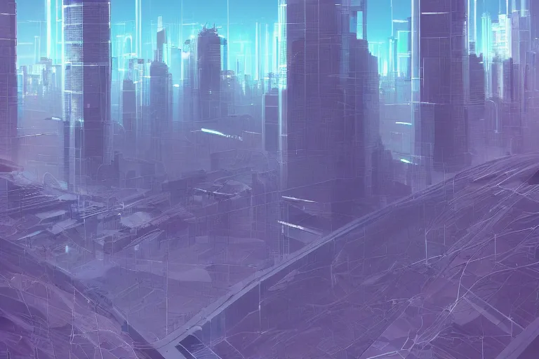 Image similar to soft clean chrome geometric landscape, cyberpunk, cinematic, retrofuturism, sci - fi, hyper realism, vaporwave aesthetic, extremely detailed, intricate, digital art