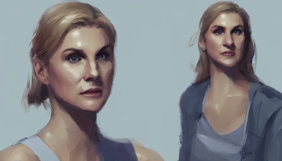 Image similar to concept art of kim wexler by jama jurabaev, cinematic shot, trending on artstation, high quality, brush stroke,