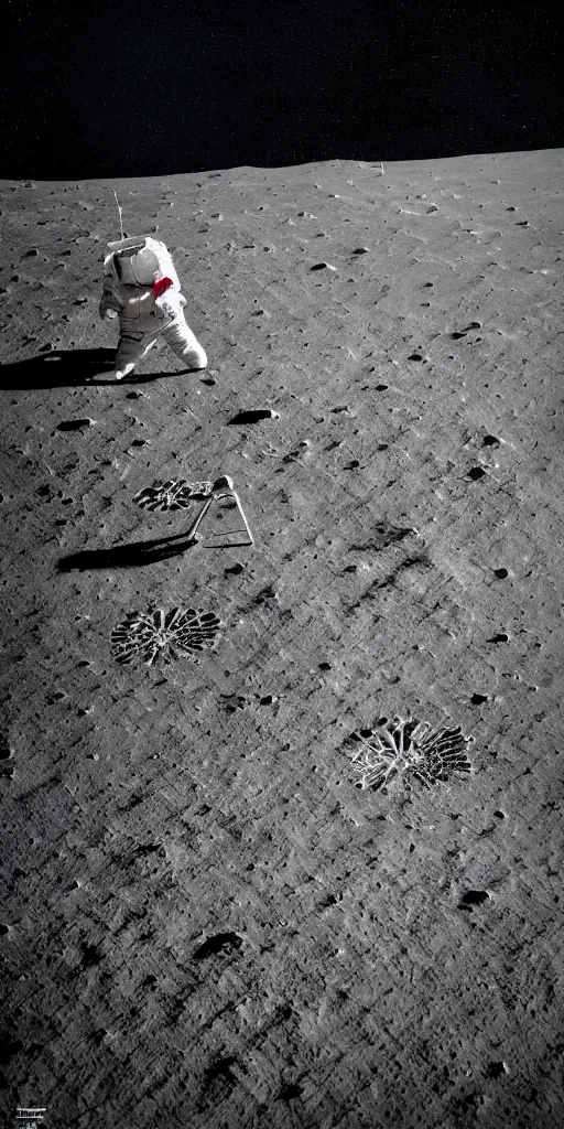 Image similar to super high resolution portrait, chinese astronaut landing on the moon, backlight, background is lunar crater, earth, sky, meteorite crater, lunar module, f 3 2, high detail.