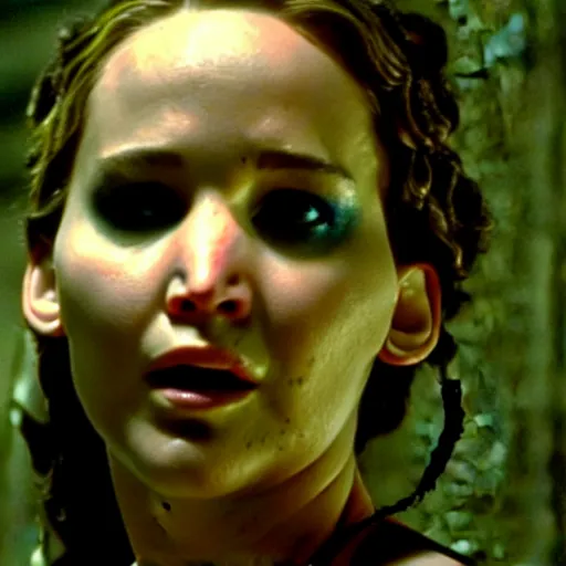 Image similar to cinematic jennifer lawrence as frankenstein's monster, color photography, sharp detail, still from the movie mary shelly's frankestein