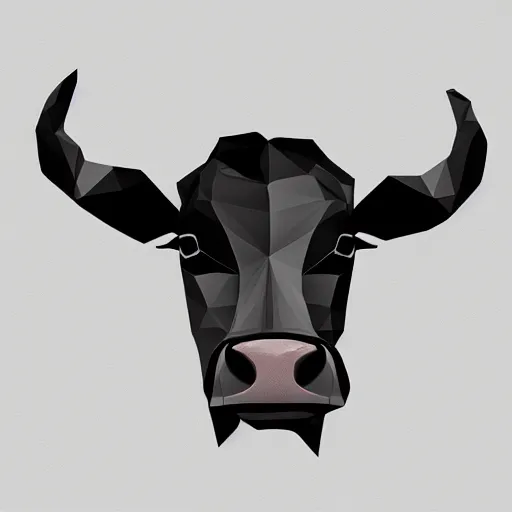 Prompt: a cow head, low poly, black on white, line art - n 9