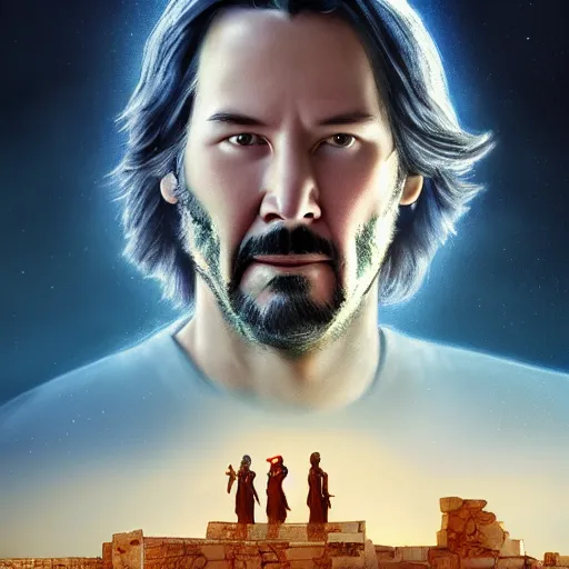 Image similar to Pixar movie about Keanu Reeves invasion of Ancient Athens, UFOs, portrait, intricate, 8k highly professionally detailed, HDR, CGsociety