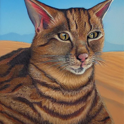 Image similar to painting of a desert cat