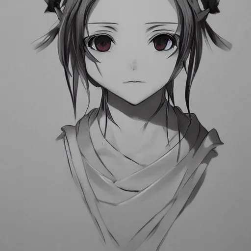 Image similar to bust portrait of a pretty young anime woman, drawn by WLOP, black and white anime manga panel, trending on artstation