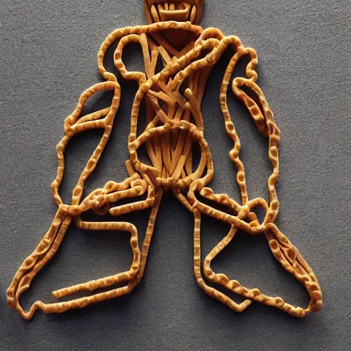 Image similar to human made of rubber bands, album cover art, extremely detailed