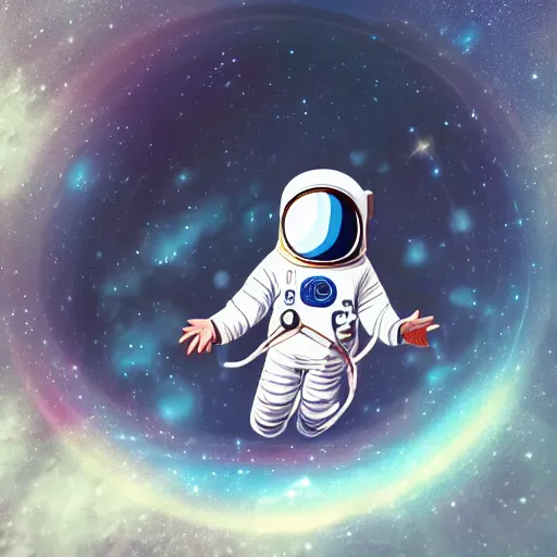 Image similar to space-time portal, universe, futuristic, celestial, little child astronaut