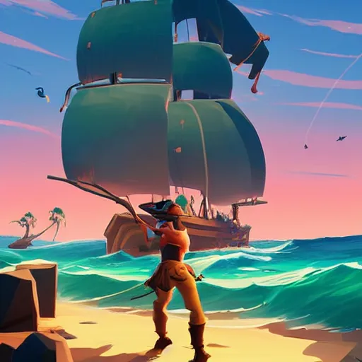 Image similar to painting treasure on sea of thieves game smooth median photoshop filter cutout vector, behance hd by jesper ejsing, by rhads, makoto shinkai and lois van baarle, ilya kuvshinov, rossdraws global illumination