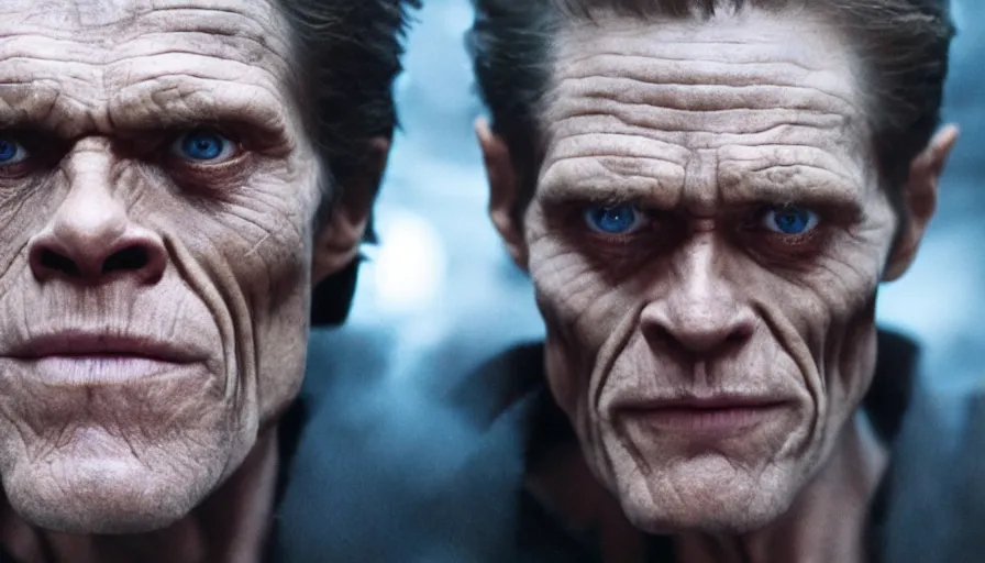 Image similar to Willem Dafoe as a Sith Lord, cinematic lighting, close-up, Star Wars cinematography