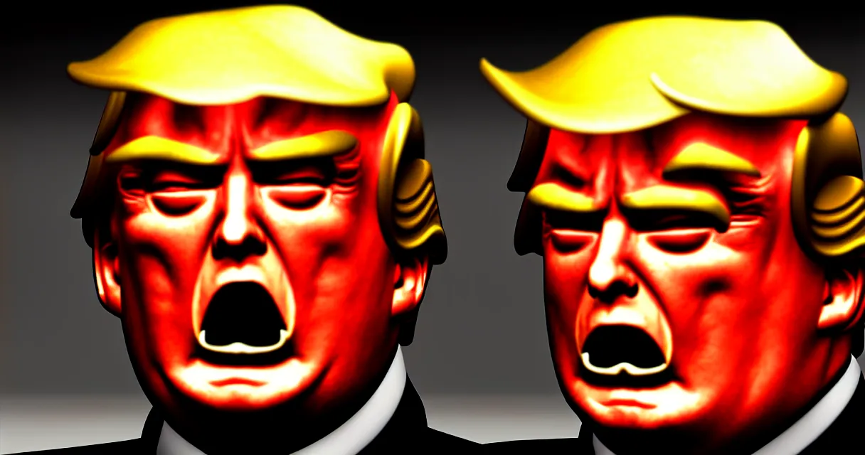 Prompt: donald trump as status bar face from doom game, low resolution style