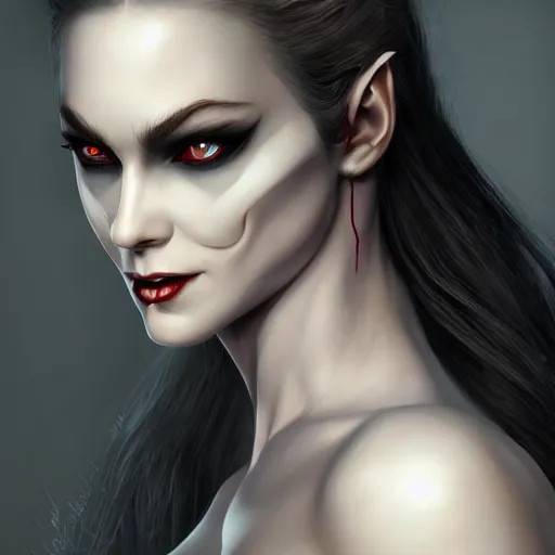 Image similar to perfectly - centered - portrait - photograph of evil vampire, the perfect human female specimen, intricate, elegant, super highly detailed, professional digital painting, artstation, concept art, smooth, sharp focus, no blur, no dof, extreme illustration, unreal engine 5, 8 k, by anne stokes