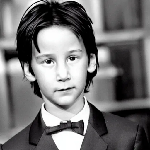 Prompt: photograph of keanu reeves as a young child