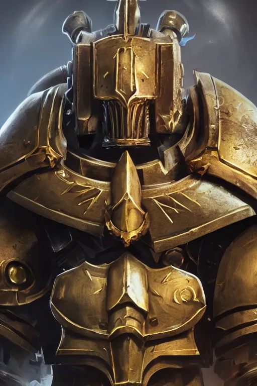 Image similar to armor portrait heros warhammer 4 0 k horus heresy fanart - the primarchs emperor by johannes helgeson animated with vfx concept artist & illustrator global illumination ray tracing hdr fanart arstation zbrush central hardmesh 8 k octane renderer