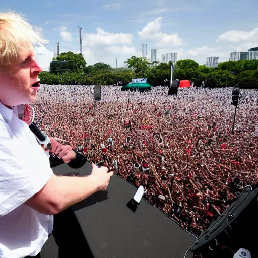 Prompt: Boris Johnson performing at rolling loud