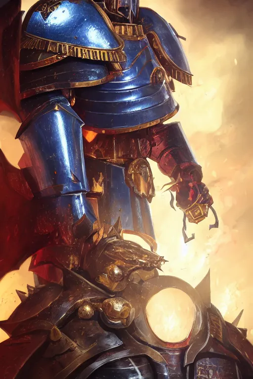 Image similar to armor portrait heros warhammer 4 0 k horus heresy fanart - the primarchs emperor by johannes helgeson animated with vfx concept artist & illustrator global illumination ray tracing hdr fanart arstation zbrush central hardmesh 8 k octane renderer comics stylized