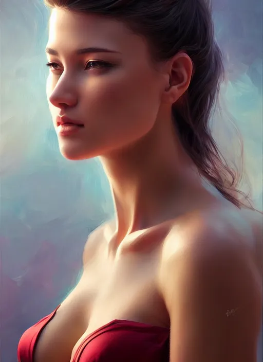 Image similar to photo of a gorgeous young woman in the style of stefan kostic, realistic, sharp focus, 8 k high definition, insanely detailed, intricate, elegant, art by stanley lau and artgerm