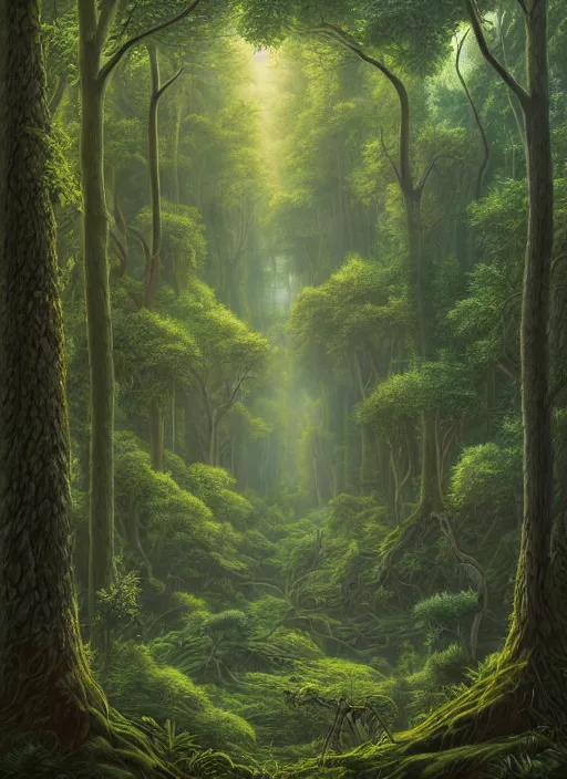 Prompt: lush forest, high detail, 4 k, clean style by john alex grey, artstation
