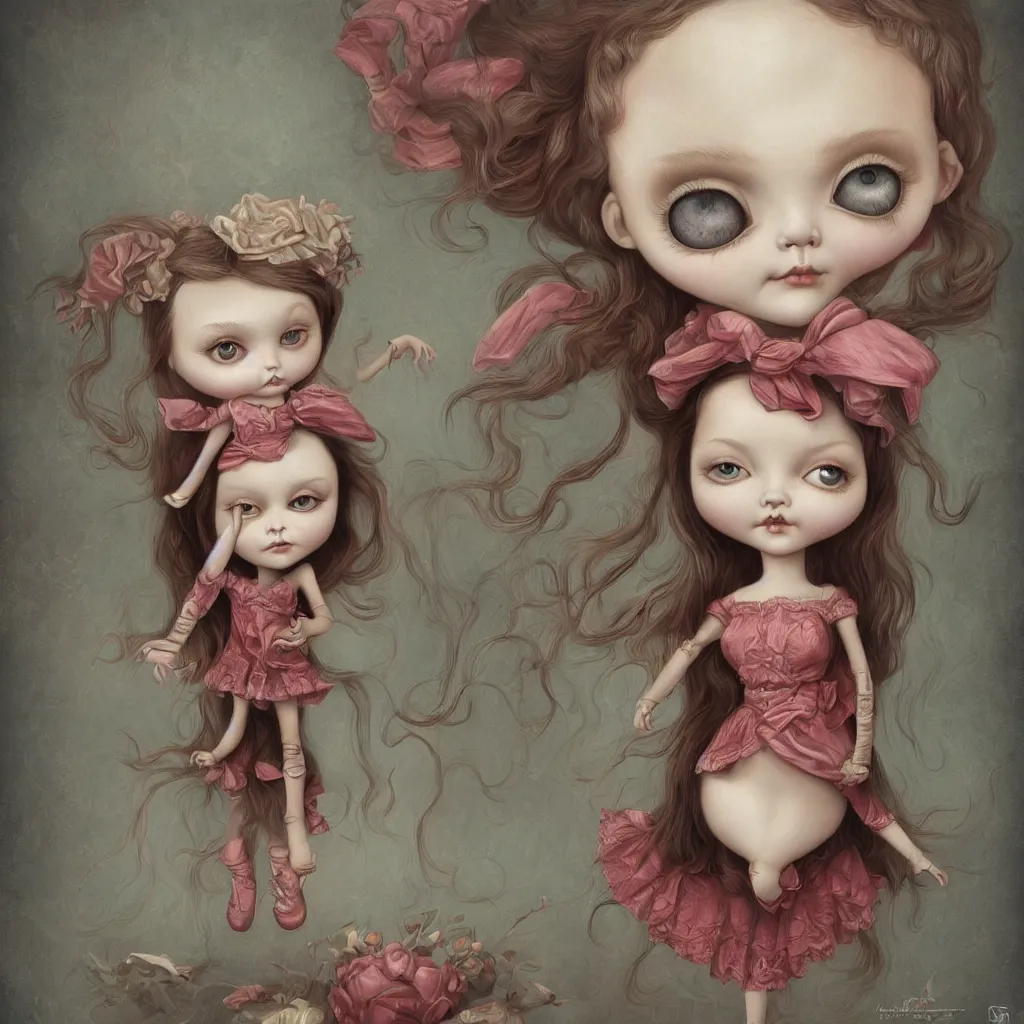 Prompt: cute pocelain doll, Mark Ryden style, highly detailed, digital painting, artstation, concept art, smooth, sharp focus, illustration,