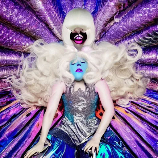 Image similar to lady gaga artpop act 2 album cover shot by nick knight, full body, artpop, jeff koons, canon, highly realistic. high resolution. highly detailed. dramatic. 8 k. 4 k.