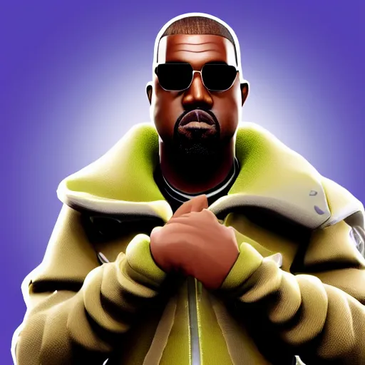 Image similar to kanye west in fortnite lobby 3 d avatar skin