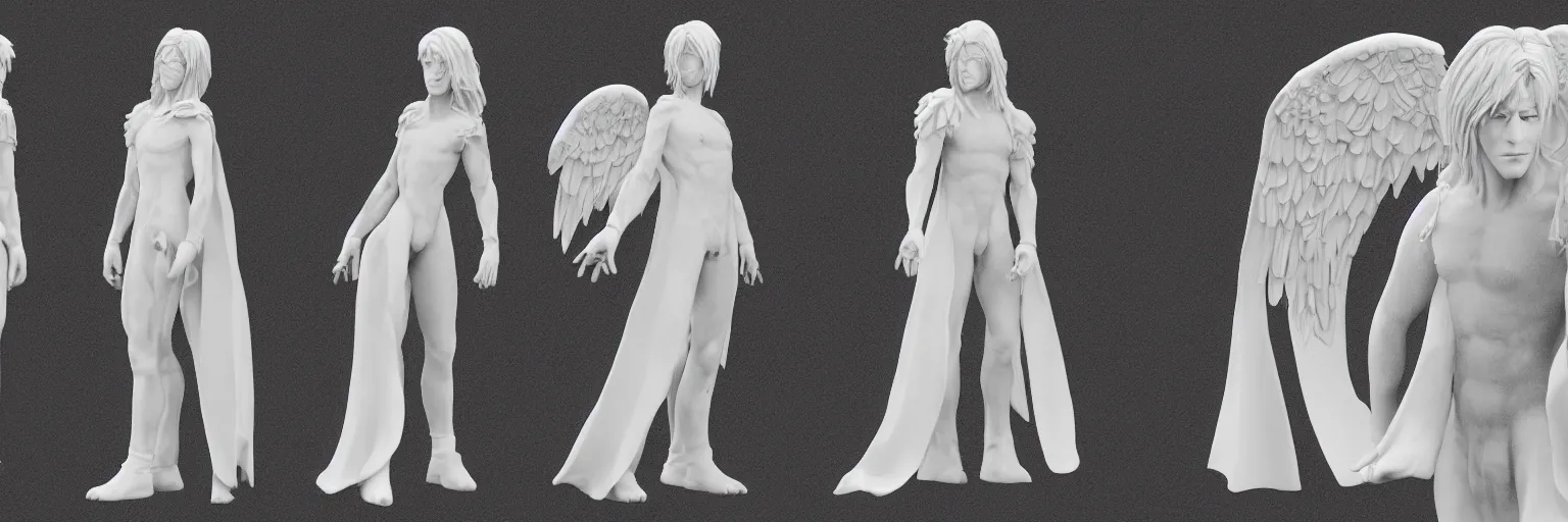 Prompt: pure white angel character study of male tori spelling, clear faces, screenwriter, introvert, outsider, geek, disturbed, emotional, character sheet, fine details, concept design, contrast, kim jung gi, pixar and da vinci, trending on artstation, 8 k, full body and head, turnaround, front view, back view, ultra wide angle