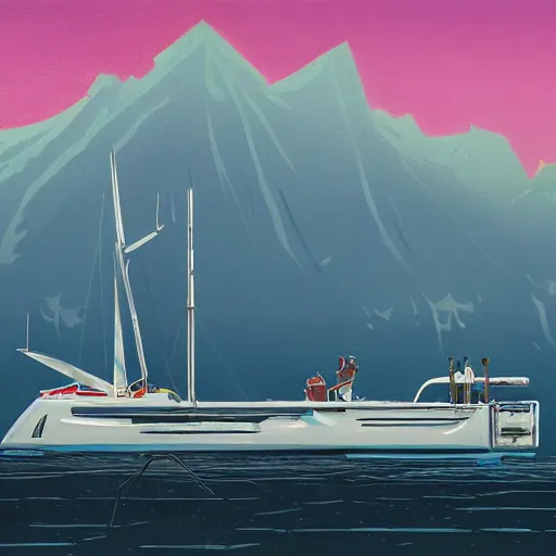 Image similar to yachting club by simon stalenhag