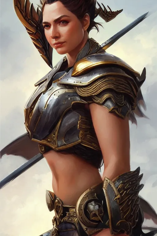 Image similar to amazon valkyrie athena, d & d, fantasy, portrait, highly detailed, headshot, digital painting, trending on artstation, concept art, sharp focus, illustration, art by artgerm and greg rutkowski and magali villeneuve