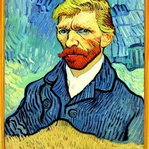 Image similar to donald trump as an 1890s french peasant in front of the white house painted by vincent van gogh