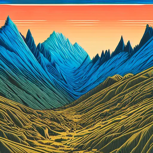 Image similar to Sharp mountains by Dan Mumford